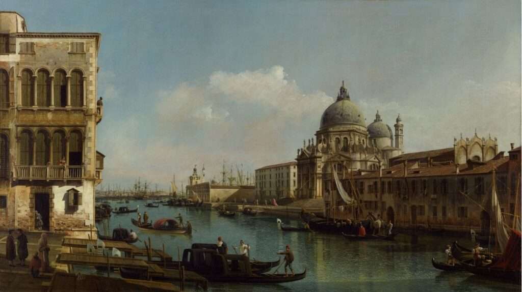 View of the Grand Canal Santa Maria della Salute and the Dogana from Campo Santa Maria Zobenigo - Bernardo Bellotto