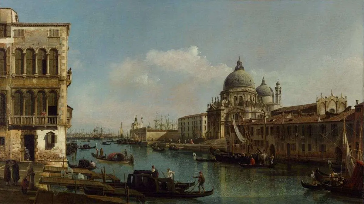 View of the Grand Canal Santa Maria della Salute and the Dogana from Campo Santa Maria Zobenigo - Bernardo Bellotto
