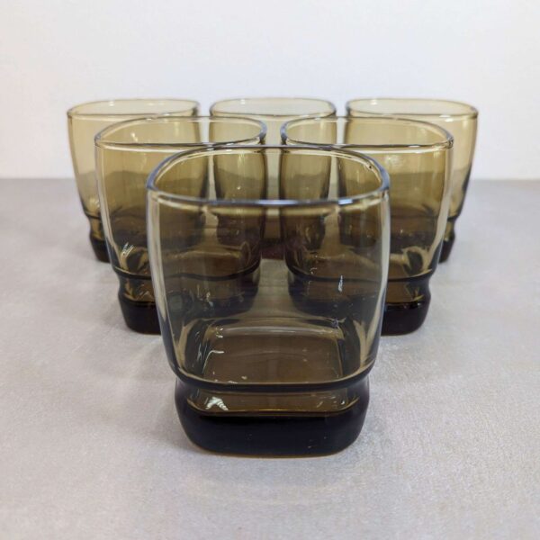 Brown Mid Century Modern Glass Tumblers - Set of 6