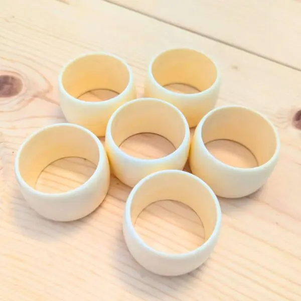 Vintage Off-White Plastic Napkin Rings - Set of 6