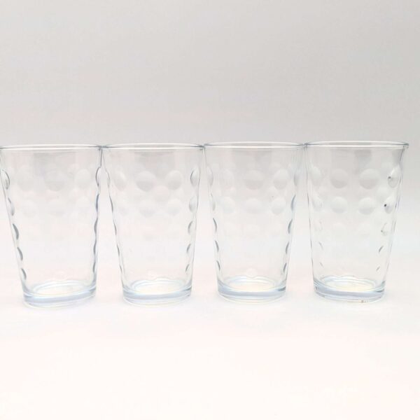 Vintage Clear Coin Dot Tumbler Glasses - Set of 4 - 16 oz Glasses
