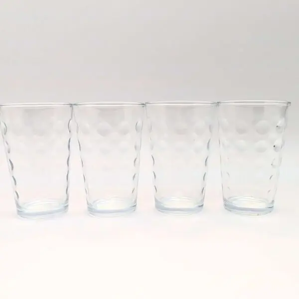 Vintage Clear Coin Dot Tumbler Glasses - Set of 4 - 16 oz Glasses